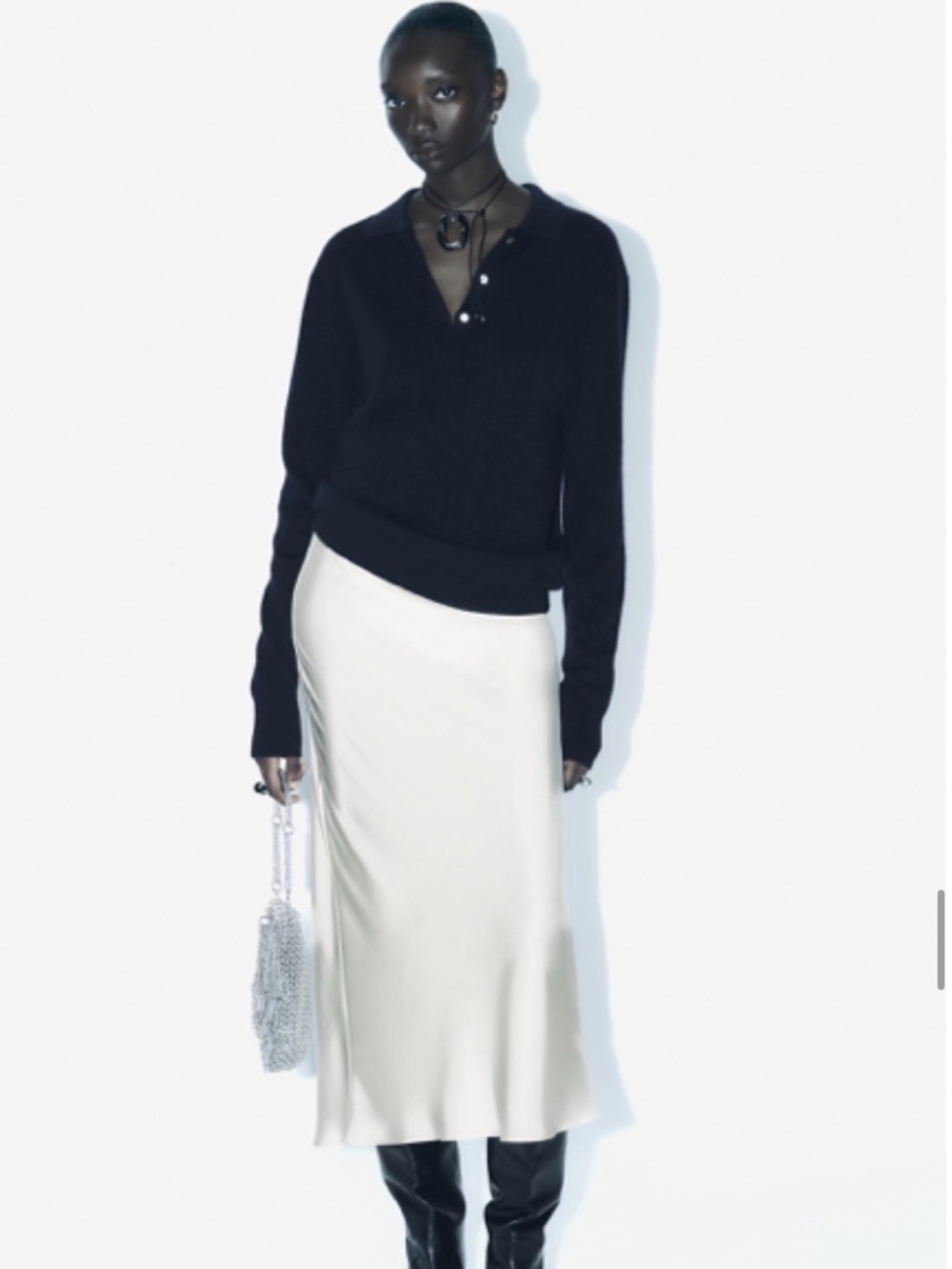ZARA SATIN EFFECT MIDI SKIRT